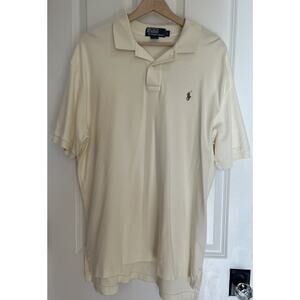 Polo Ralph Lauren Men’s Polo Shirt Size Large Yellow Ivory Brown